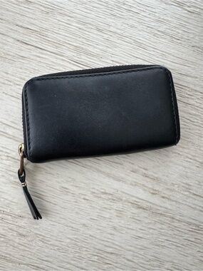 Comme Des Garcons Small Black Leather Zip Coin Wallet